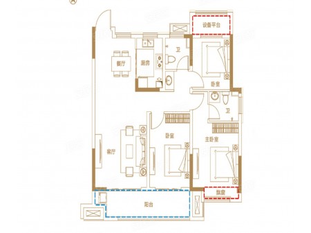滨河首府 电梯11楼 110平方 毛坯 三室两厅 带车位 总价80.4万